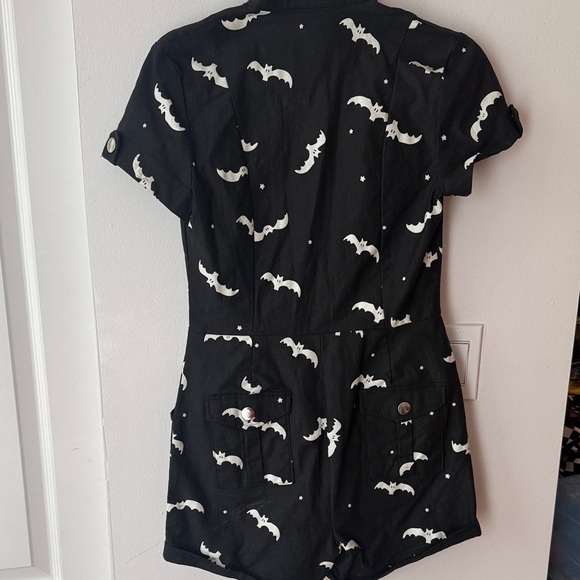 Unique Vintage Black and White Bat Print Romper - Picture 4 of 5